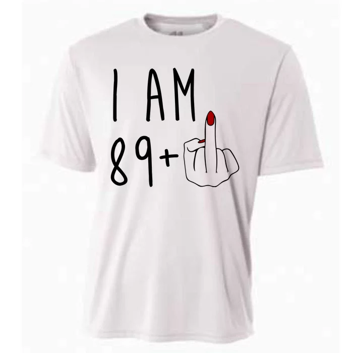 I Am 89 Plus Middle Finger Funny 90th Birthday Cooling Performance Crew T-Shirt