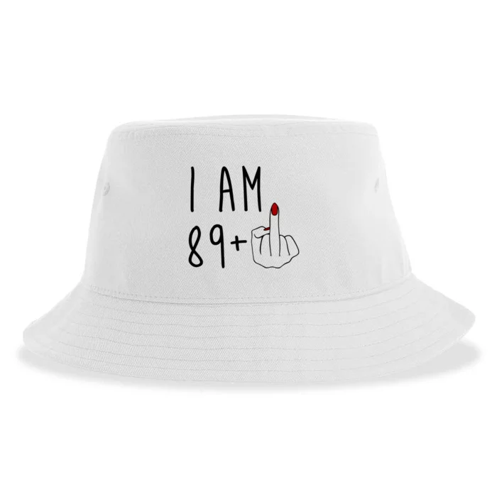 I Am 89 Plus Middle Finger Funny 90th Birthday Sustainable Bucket Hat