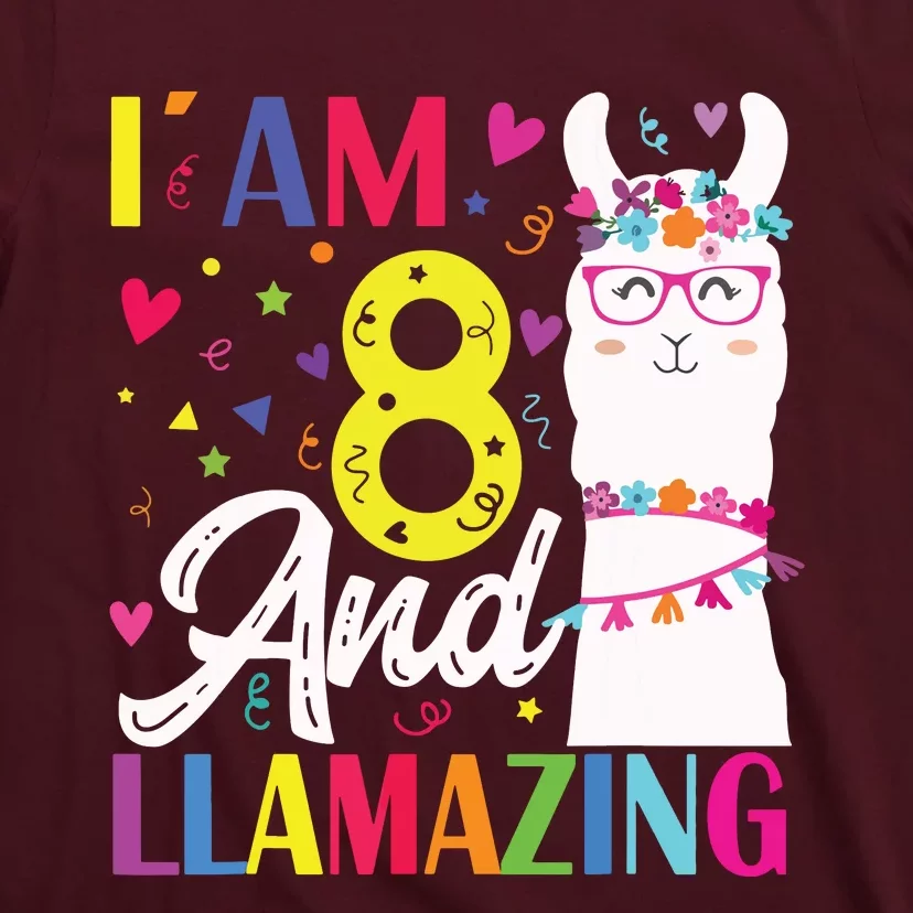 I Am 8 Years Old And Llamazing Llama 8th Birthday T-Shirt