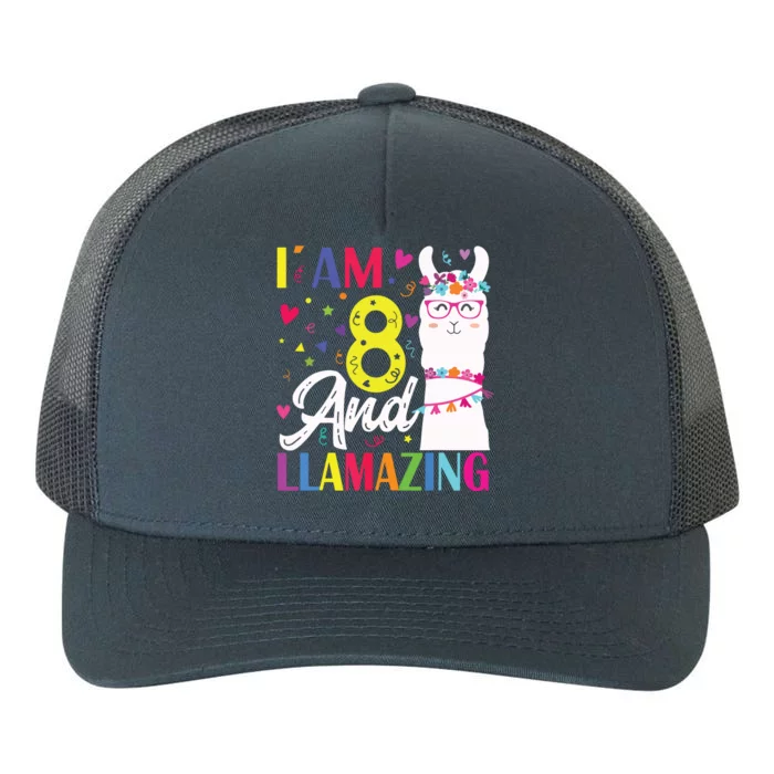 I Am 8 Years Old And Llamazing Llama 8th Birthday Yupoong Adult 5-Panel Trucker Hat