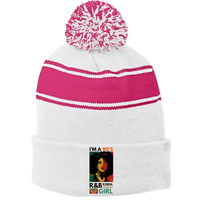 IM A 90S R&B Kinda Girl Stripe Pom Pom Beanie