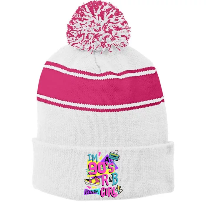 IM A 90S R&B Kinda Girl Stripe Pom Pom Beanie