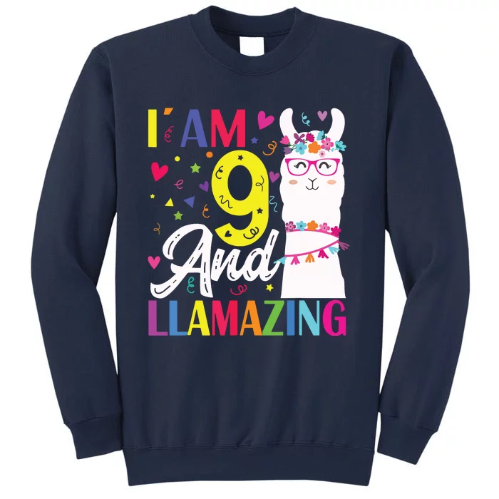 I Am 9 Years Old And Llamazing Llama 9th Birthday Sweatshirt