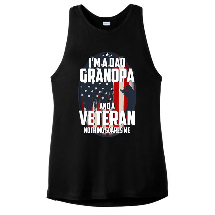 I Am A Dad Grandpa And A Veteran Nothing Scares Me Usa Gift Ladies Tri-Blend Wicking Tank