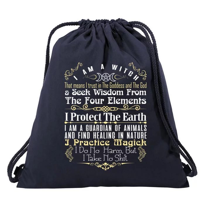 I Am A Witch Wiccan/Pagan Funny Gift Drawstring Bag