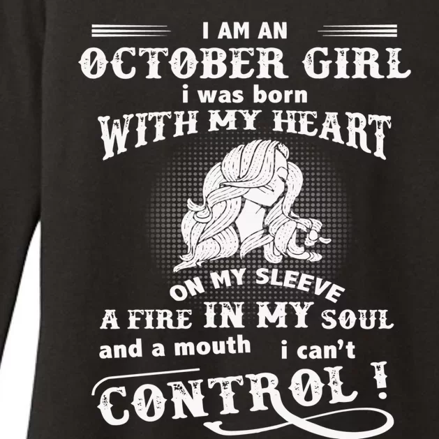 I Am An October Girl I Was Born With My Heart Womens CVC Long Sleeve Shirt