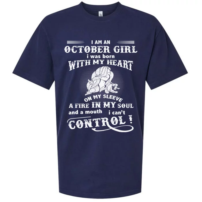 I Am An October Girl I Was Born With My Heart Sueded Cloud Jersey T-Shirt