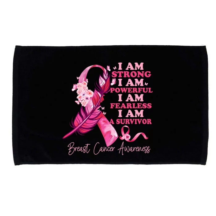 I Am A Survivor Breast Cancer Awareness Pink Ribbon Feathers Microfiber Hand Towel