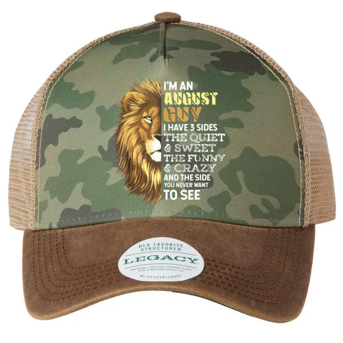 Im An August Guy I Have 3 Sides Lion Leo Birthday Legacy Tie Dye Trucker Hat