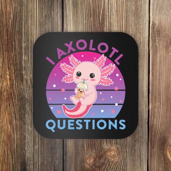 I Ask Axolotl Questions Cute Axolotl Retro Vintage Coaster