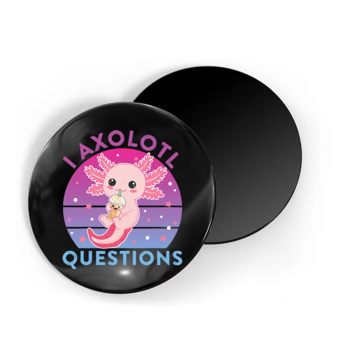 I Ask Axolotl Questions Cute Axolotl Retro Vintage Magnet