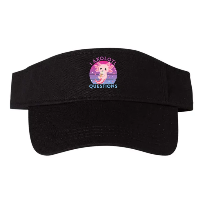 I Ask Axolotl Questions Cute Axolotl Retro Vintage Valucap Bio-Washed Visor