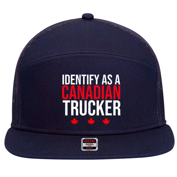 Identify As A Canadian Trucker Leaf 7 Panel Mesh Trucker Snapback Hat