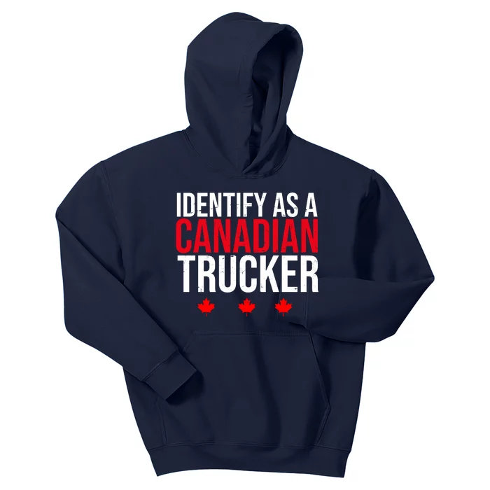 Identify As A Canadian Trucker Leaf Kids Hoodie