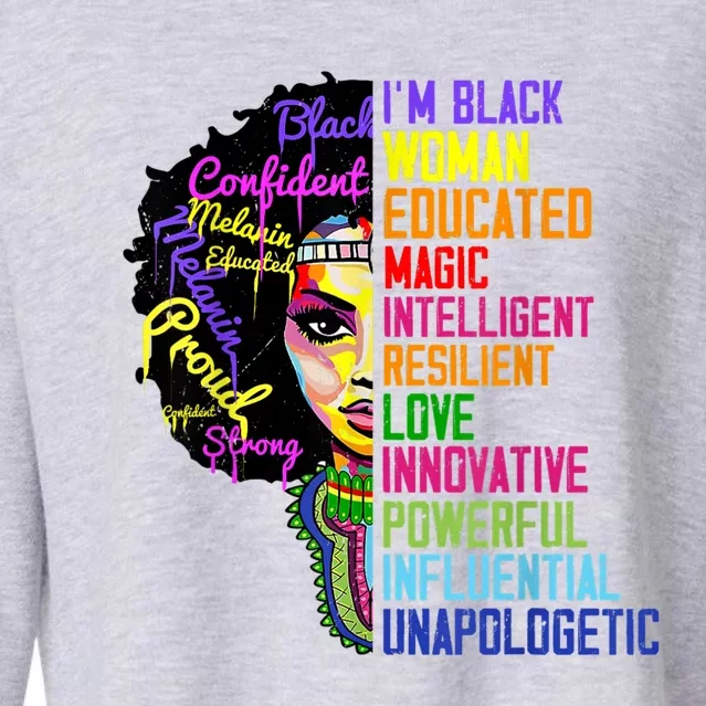 I Am A Black Woman Black Girl Magic Black History Month Afro Cropped Pullover Crew