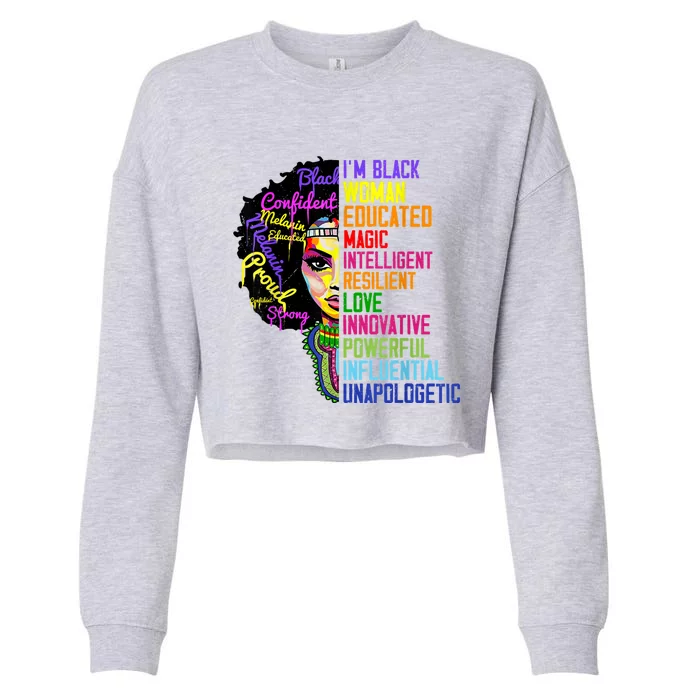 I Am A Black Woman Black Girl Magic Black History Month Afro Cropped Pullover Crew