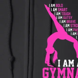 I Am A Gymnast Motivation Handstand Gymnastics Full Zip Hoodie