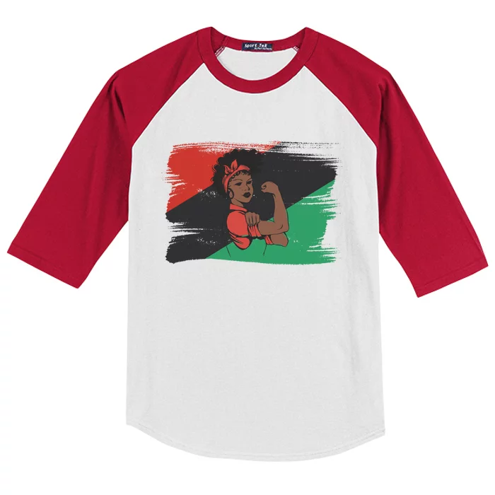 I Am Afro Black Strong Queen Gift Kids Colorblock Raglan Jersey