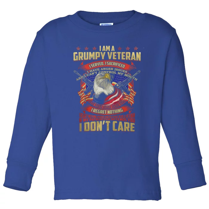 I Am A Grumpy Old Veteran I Served I Sacrificed Tee Meaningful Gift Toddler Long Sleeve Shirt