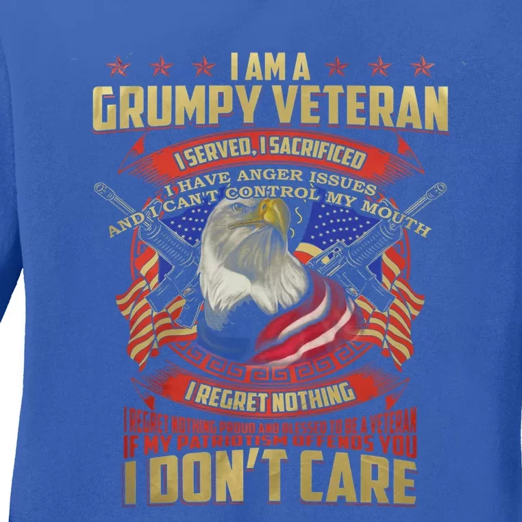 I Am A Grumpy Old Veteran I Served I Sacrificed Tee Meaningful Gift Ladies Long Sleeve Shirt