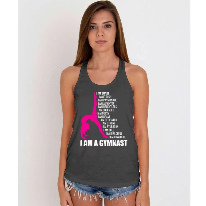 I Am A Gymnast Funny Handstand Gymnastics Gift Women Girl Women's Knotted Racerback Tank