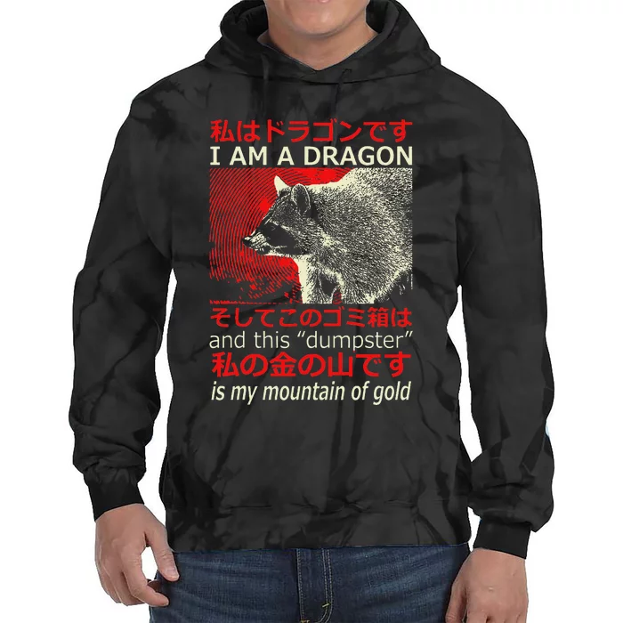 I Am A Dragon Raccoon Japanese Anime Tie Dye Hoodie