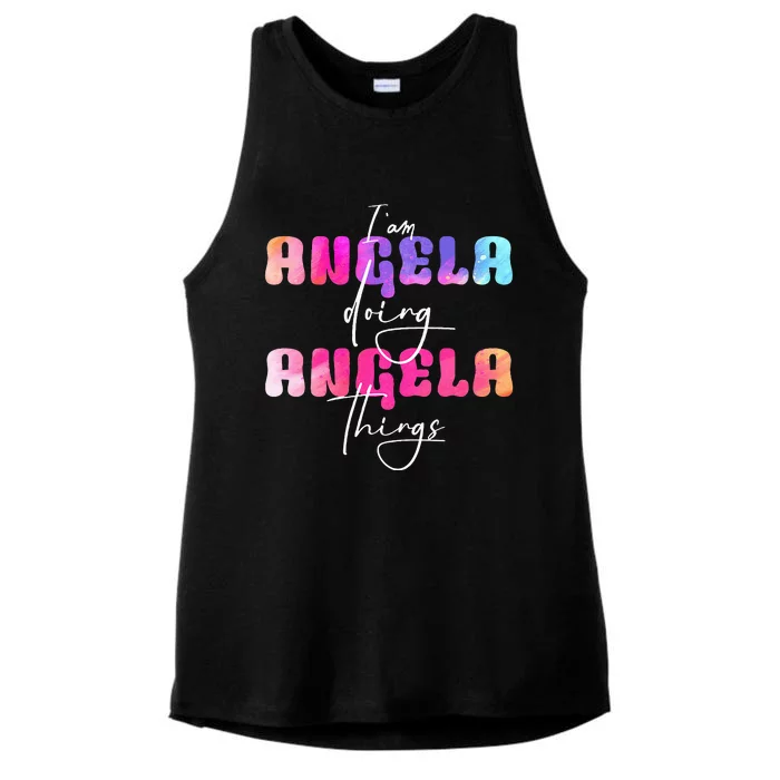 I Am Angela Doing Angela Things Angela Name Ladies Tri-Blend Wicking Tank