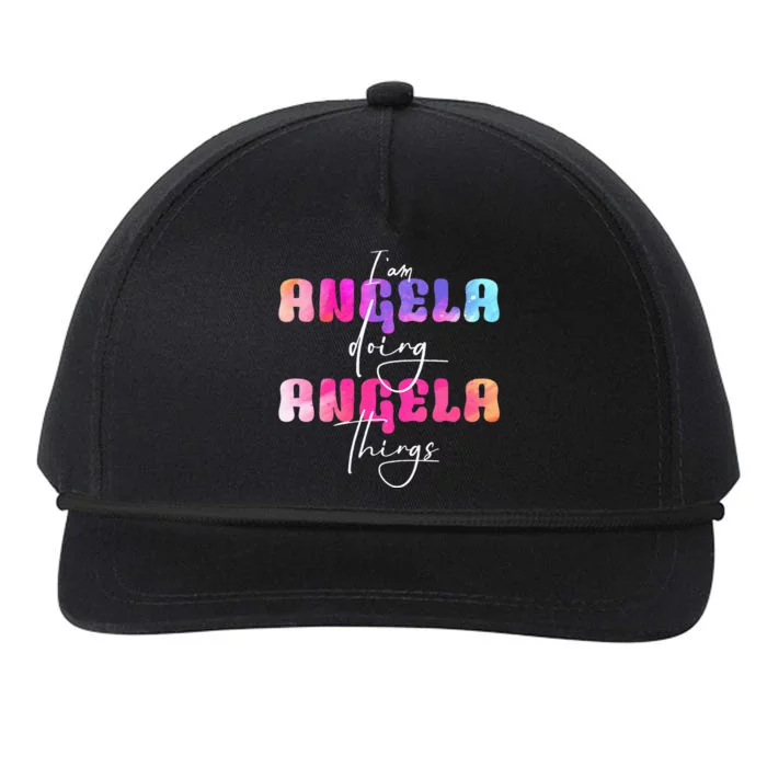 I Am Angela Doing Angela Things Angela Name Snapback Five-Panel Rope Hat