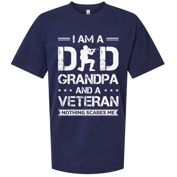 I Am A Dad Grandpa And Veteran Nothing Scares Me Sueded Cloud Jersey T-Shirt