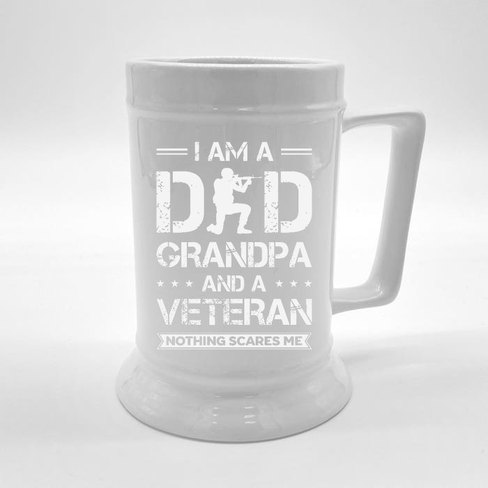 I Am A Dad Grandpa And Veteran Nothing Scares Me Front & Back Beer Stein