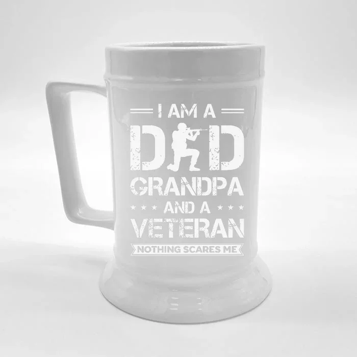 I Am A Dad Grandpa And Veteran Nothing Scares Me Front & Back Beer Stein