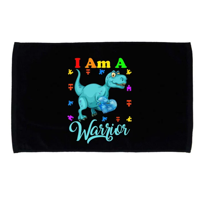 I Am A Warrior Autism Family TRex Dinosaur Autism Awareness Microfiber Hand Towel