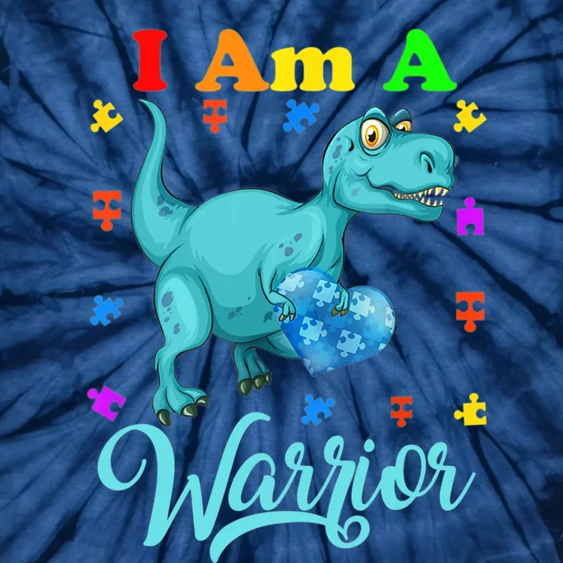 I Am A Warrior Autism Family TRex Dinosaur Autism Awareness Tie-Dye T-Shirt