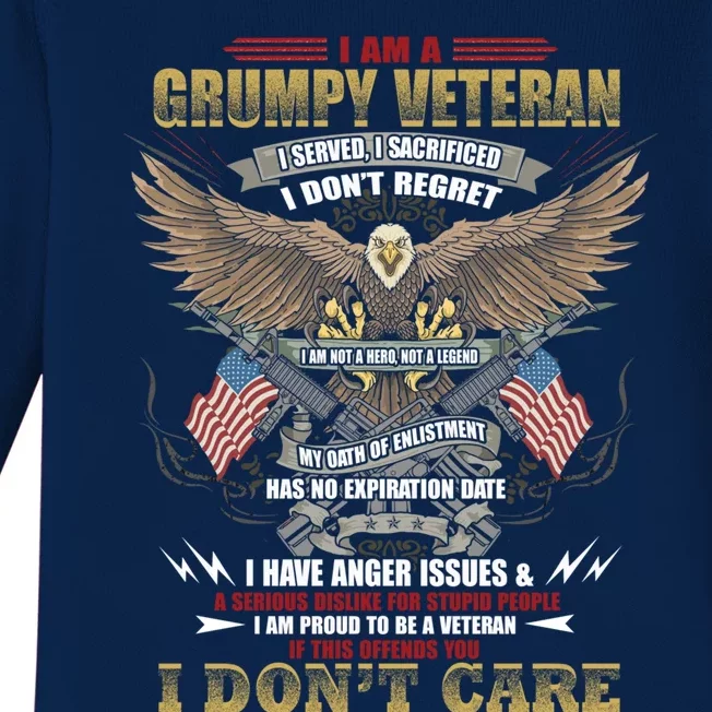 I Am A Grumpy Old Veteran I Served I Sacrificed Veterans Day Gift Baby Long Sleeve Bodysuit