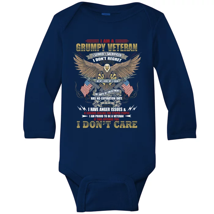 I Am A Grumpy Old Veteran I Served I Sacrificed Veterans Day Gift Baby Long Sleeve Bodysuit