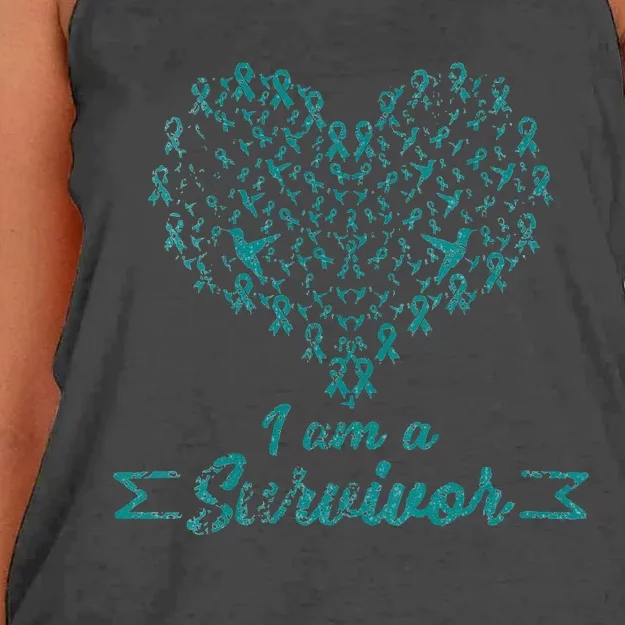 I Am A Survivor Cervical Cancer Awareness Women's Knotted Racerback Tank