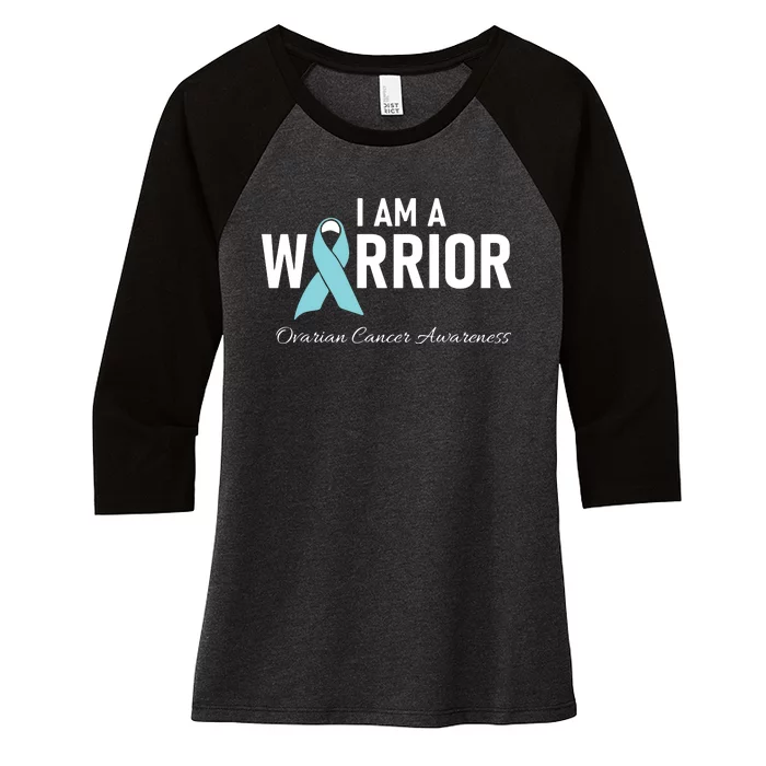 I Am A Warrior Ovarian Cancer Awareness Women's Tri-Blend 3/4-Sleeve Raglan Shirt