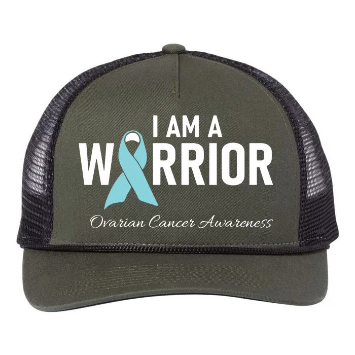 I Am A Warrior Ovarian Cancer Awareness Retro Rope Trucker Hat Cap