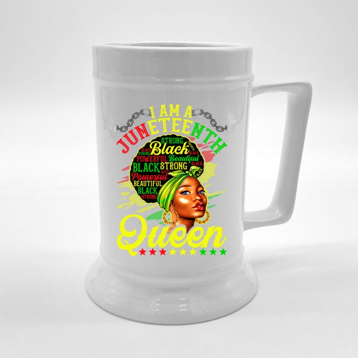 I Am A Juneteenth Queen Black History Black Afro Funny Gift Front & Back Beer Stein