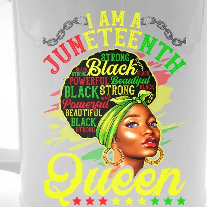 I Am A Juneteenth Queen Black History Black Afro Funny Gift Front & Back Beer Stein