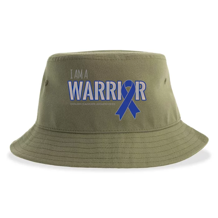 I Am A Warrior Colon Cancer Awareness Gift Sustainable Bucket Hat