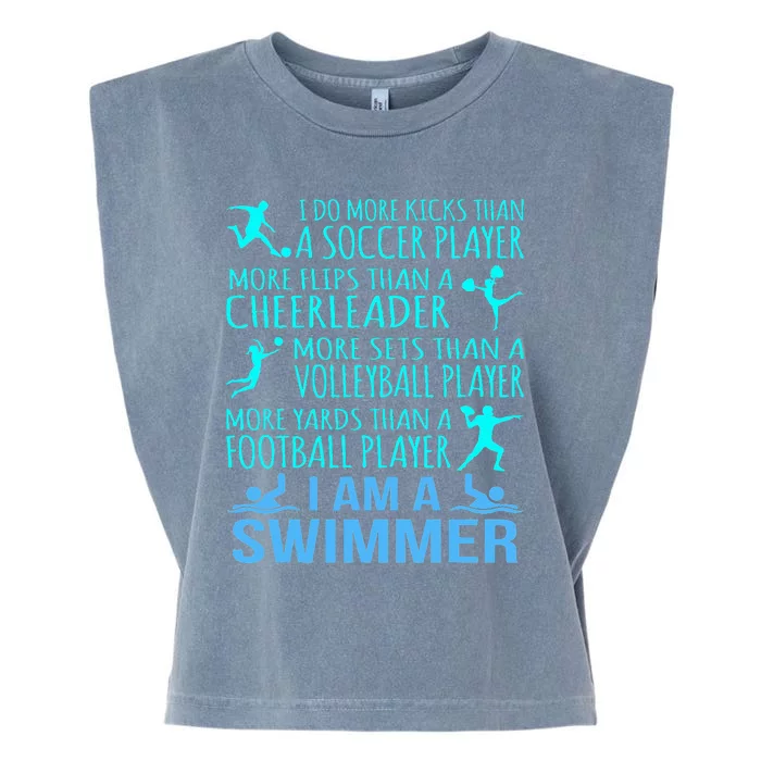 I Am A Swimmer Funny Swimming Swim Coach Garment-Dyed Women's Muscle Tee