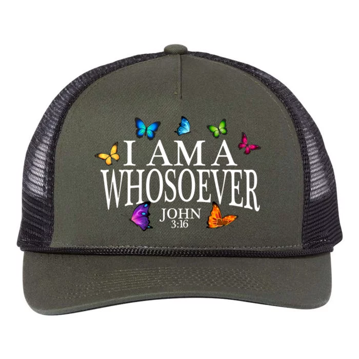 I Am A Whosoever John 3:16 Jesus Christian Butterfly Gift Retro Rope Trucker Hat Cap