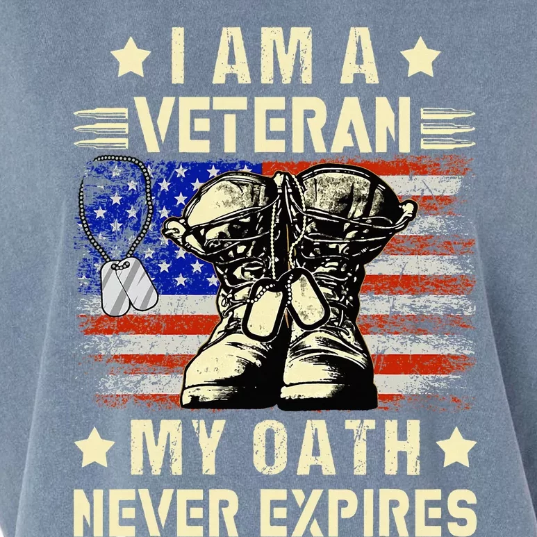 I am A Veteran My Oath Never Expires Veteran Day USA Flag Garment-Dyed Women's Muscle Tee