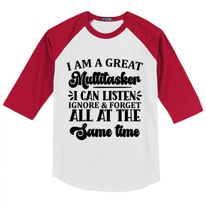 I Am A Great Multitasker Funny Graphic Tee And Gift Kids Colorblock Raglan Jersey