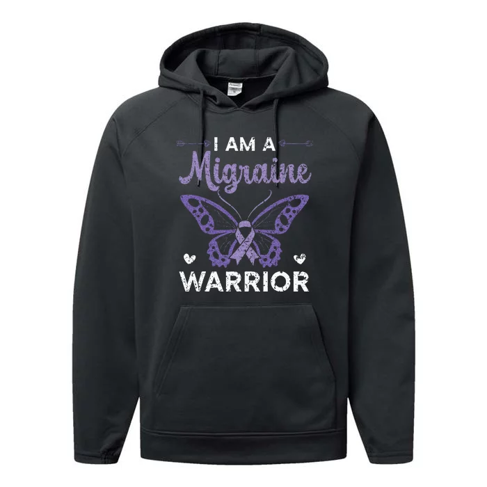 I Am A Migraine Warrior Headache Migraine Awareness Performance Fleece Hoodie