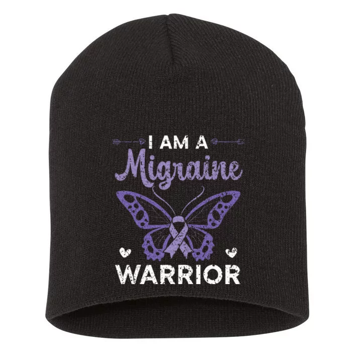 I Am A Migraine Warrior Headache Migraine Awareness Short Acrylic Beanie