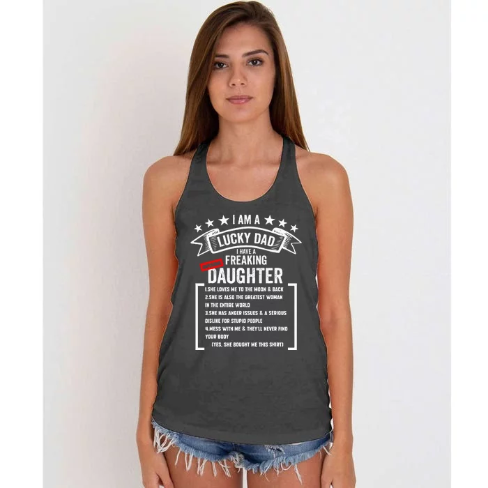 I Am A Lucky Dad I Have A Freaking Awesome Daughter Women's Knotted Racerback Tank