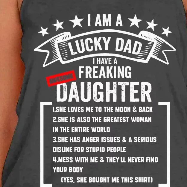 I Am A Lucky Dad I Have A Freaking Awesome Daughter Women's Knotted Racerback Tank