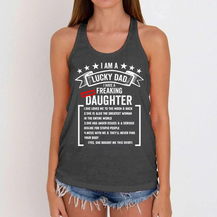 I Am A Lucky Dad I Have A Freaking Awesome Daughter Women's Knotted Racerback Tank